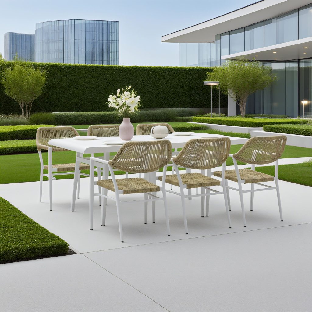 Aluminum-frame dining set – no rust, perfect for coastal areas (stands up to salt air!).