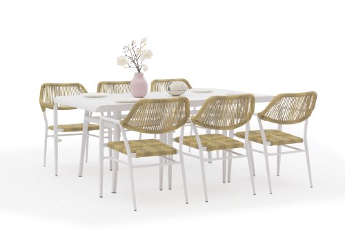 Aluminum-frame dining set – no rust, perfect for coastal areas (stands up to salt air!).
