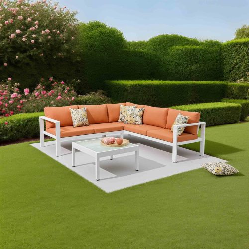 All – Aluminum Frame Modular Outdoor Sofa Set with Polywood – top Coffee Table