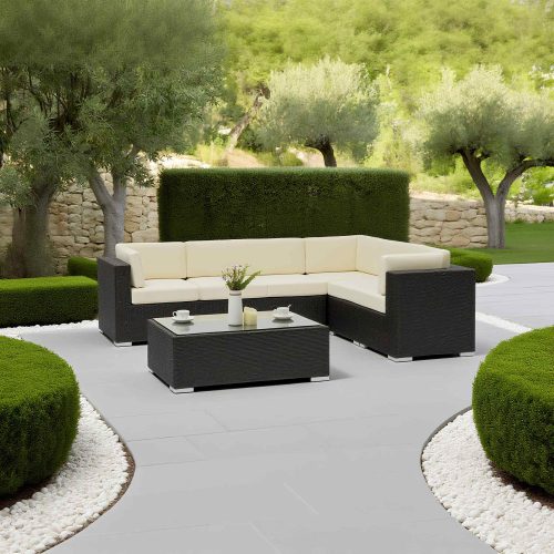 All – Aluminum Frame Outdoor Sofa: PE Rattan Weave + Plush Cushions