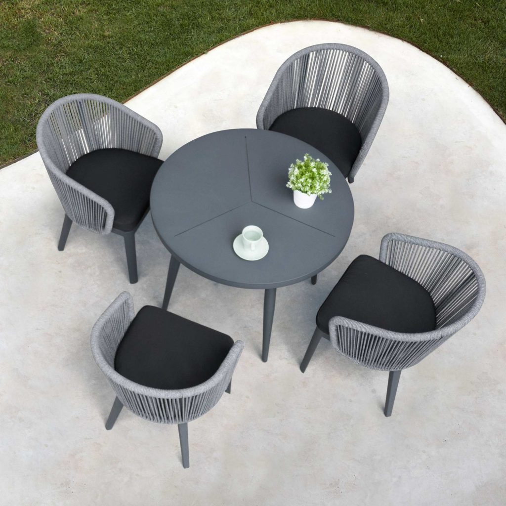 Patio dining set: Strong aluminum frame (no rust like iron!) – sturdy, chic for daily use.
