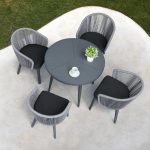 Patio dining set: Strong aluminum frame (no rust like iron!) – sturdy, chic for daily use.