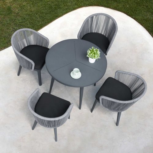 Patio dining set: Strong aluminum frame (no rust like iron!) – sturdy, chic for daily use.
