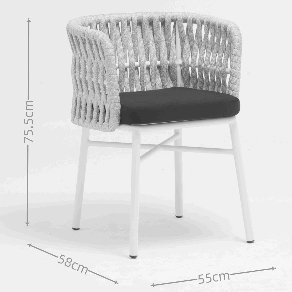 Aluminum dining set – smooth frame, low-maintenance, modern vibe for your patio.