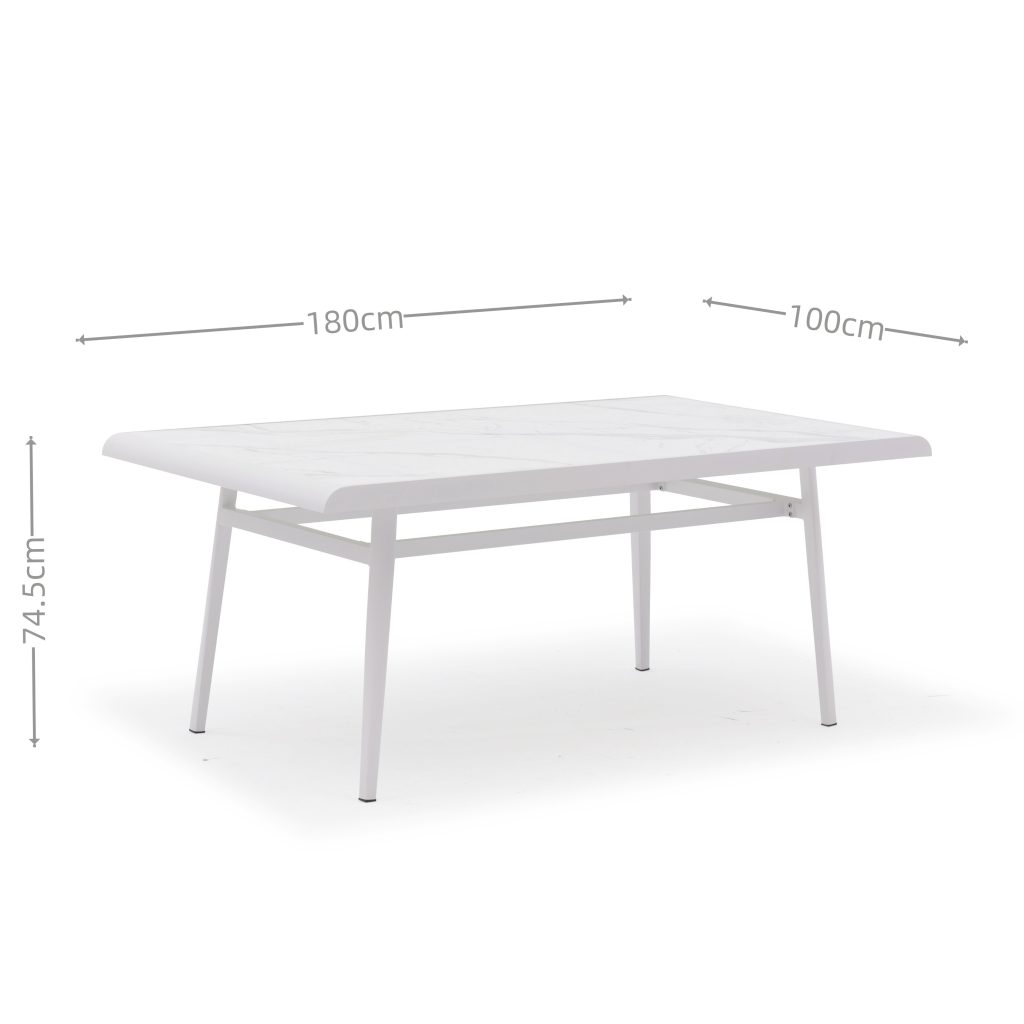 Aluminum dining set – smooth frame, low-maintenance, modern vibe for your patio.