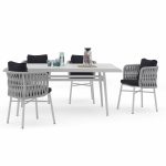 Aluminum dining set – smooth frame, low-maintenance, modern vibe for your patio.