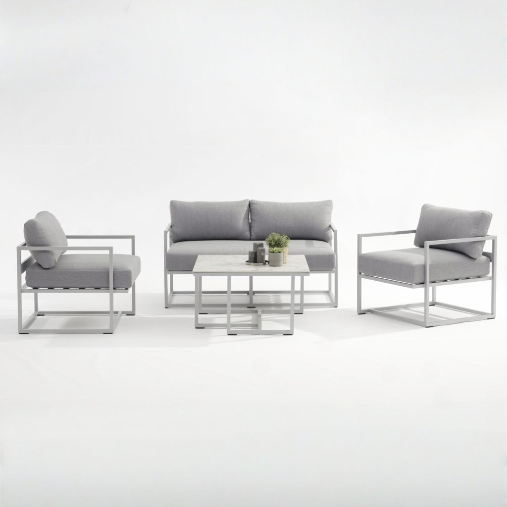 All – Aluminum Frame Outdoor Sofa: PE Rattan Weave + Plush Cushions(S245 SET)