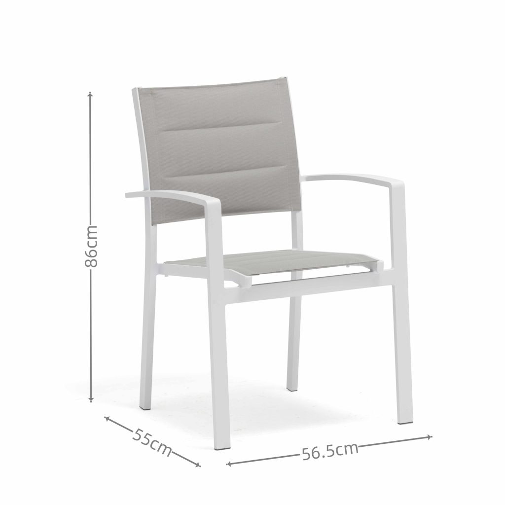 Aluminum-frame dining set – no rust, perfect for coastal areas (stands up to salt air!).TC088B&YB202