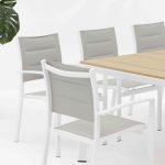 Aluminum-frame dining set – no rust, perfect for coastal areas (stands up to salt air!).TC088B&YB202