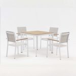Aluminum-frame dining set – no rust, perfect for coastal areas (stands up to salt air!).TC095&YB232