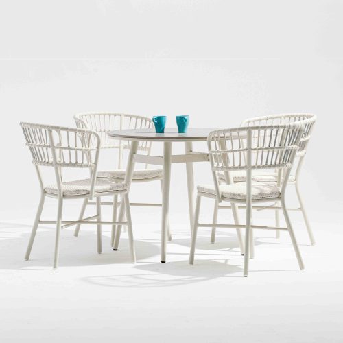 Aluminum-frame dining set – no rust, perfect for coastal areas (stands up to salt air!).YT316&S234T