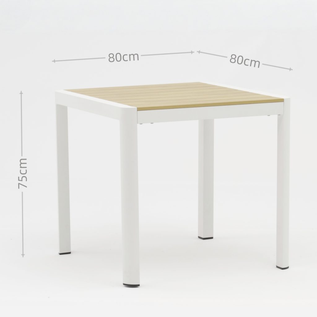 Aluminum-frame dining set – no rust, perfect for coastal areas (stands up to salt air!).TC123&YT318