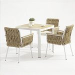 Aluminum-frame dining set – no rust, perfect for coastal areas (stands up to salt air!).TC123&YT318