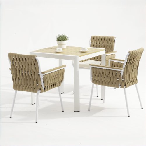 Aluminum-frame dining set – no rust, perfect for coastal areas (stands up to salt air!).TC123&YT318
