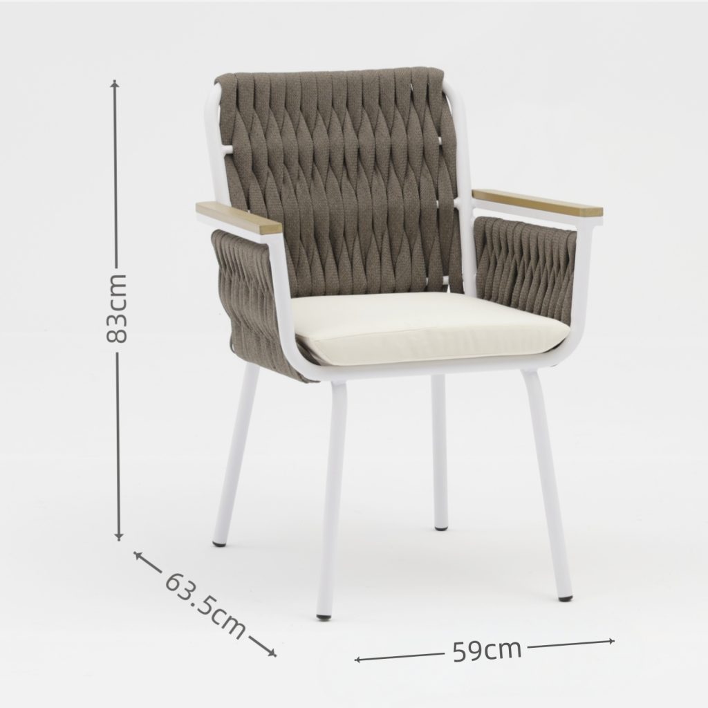 Aluminum-frame dining set – no rust, perfect for coastal areas (stands up to salt air!).TC123&YT318
