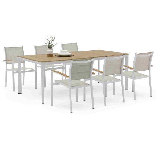 Aluminum-frame dining set – no rust, perfect for coastal areas (stands up to salt air!).TC088B&YB202C