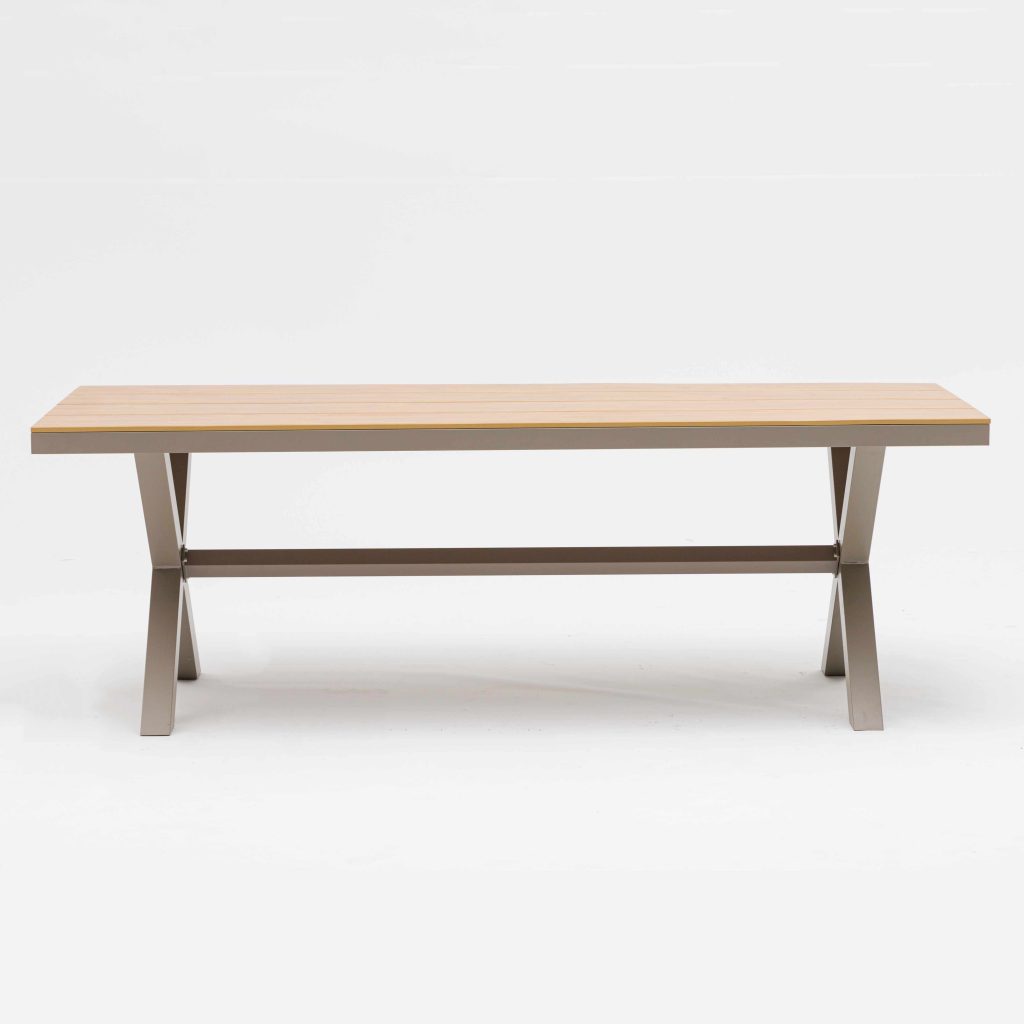 Aluminum-frame dining set – no rust, perfect for coastal areas (stands up to salt air!).TC114&YB202