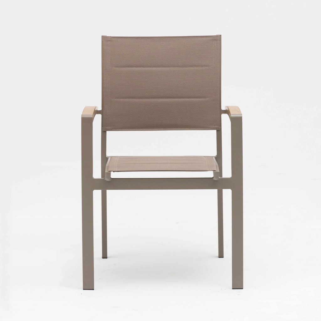 Aluminum-frame dining set – no rust, perfect for coastal areas (stands up to salt air!).TC114&YB202