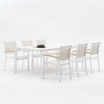 Aluminum-frame dining set – no rust, perfect for coastal areas (stands up to salt air!）（TC115B+YB202B)