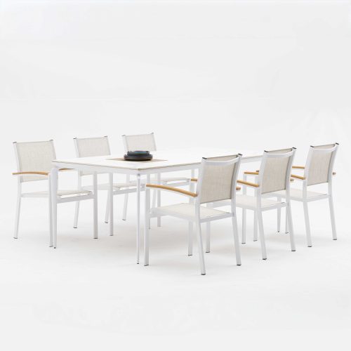 Aluminum-frame dining set – no rust, perfect for coastal areas (stands up to salt air!）（TC115B+YB202B)