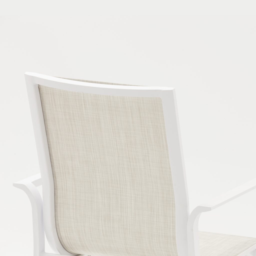 Aluminum-frame dining set – no rust, perfect for coastal areas (stands up to salt air!).TC088B&YB233